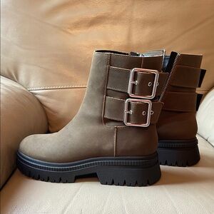 Zara Brown Ankle Boots with Buckle Detail